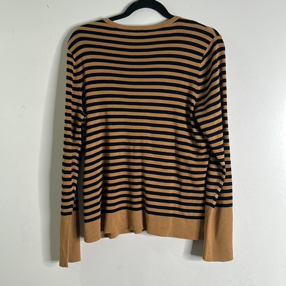 Eileen fisher tan and black stripe sweater size Large - Picture 7 of 8